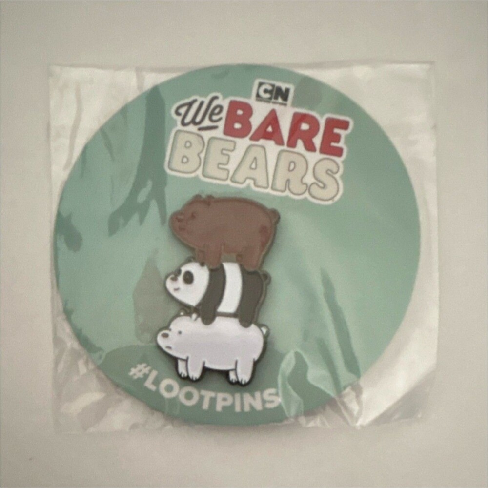 Loot Crate We Bare Bears Grizz Panda Ice Bear Metal Pinback Button 2020